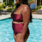 Marina West Swim Wave Break Contrast Trim One-Piece in Wine Womens Swimsuit   