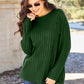 Basic Bae Full Size Ribbed Round Neck Long Sleeve Knit Top Womens Long Sleeve Shirt Green S 