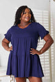 Double Take V-Neck Flounce Sleeve Tiered Dress Womens Tiered Dress Navy S 