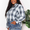 Double Take Plaid Dropped Shoulder Shirt