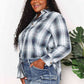 Double Take Plaid Dropped Shoulder Shirt Long Sleeve Shirt   