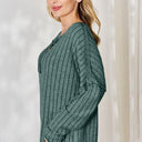 Basic Bae Full Size Ribbed Half Button Long Sleeve T-Shirt