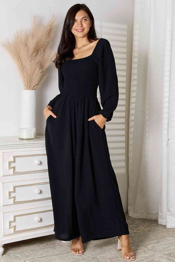 Double Take Square Neck Jumpsuit with Pockets Jumpsuit   