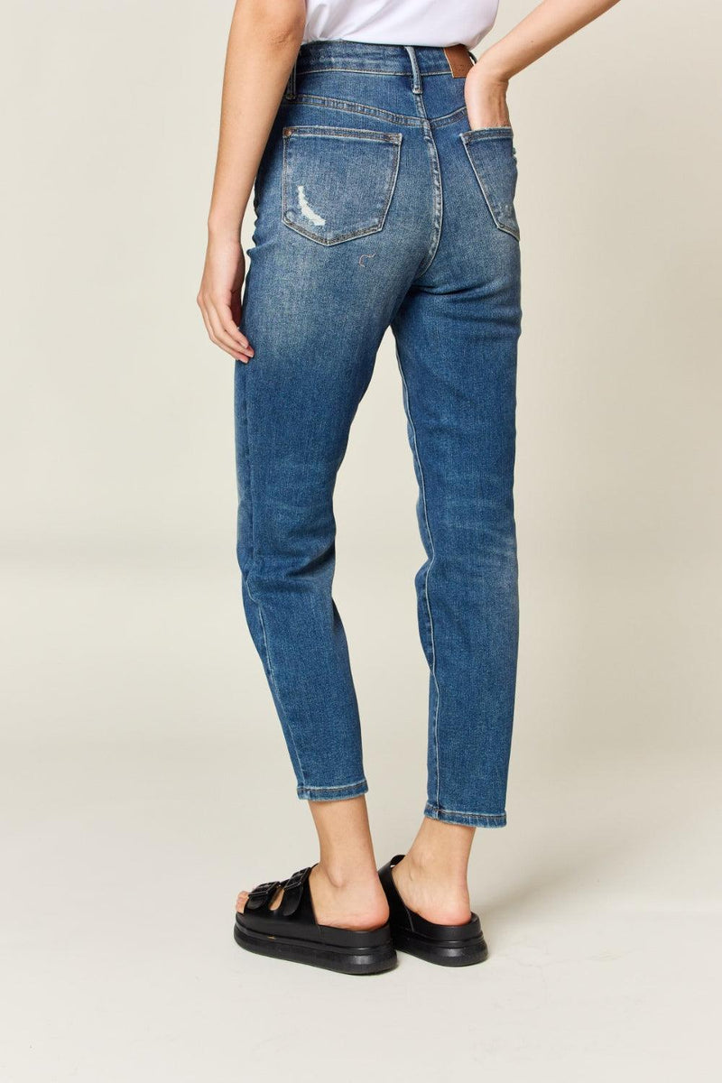 Judy Blue Full Size Tummy Control High Waist Slim Jeans - Three Mad Hatters Mercantile 