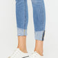 Kancan Distressed Cat's Whiskers Button Fly Jeans Womens Cropped Jeans   