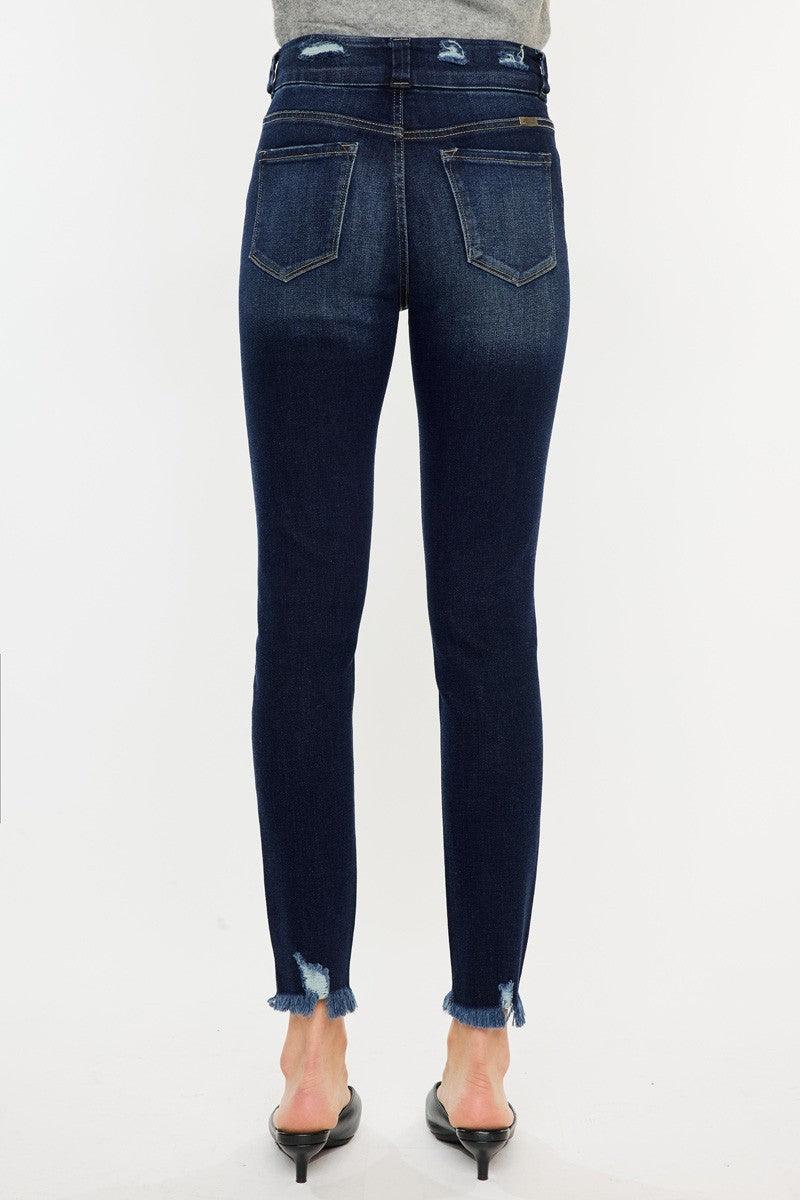 Kancan Full Size Cat's Whiskers Raw Hem High Waist Jeans - Three Mad Hatters Mercantile 