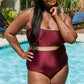 Marina West Swim Wave Break Contrast Trim One-Piece in Wine Womens Swimsuit   