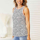 Double Take Printed Round Neck Tank Tank Top   