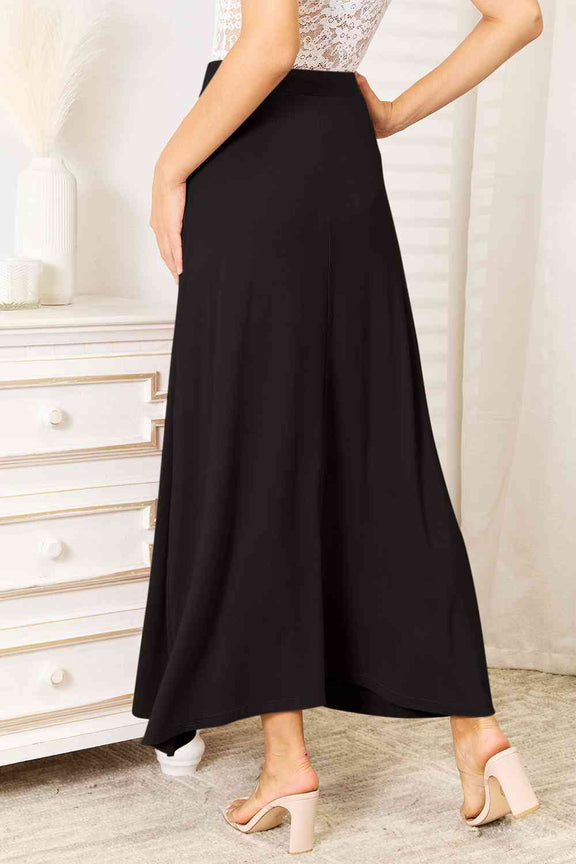 Double Take Full Size Soft Rayon Drawstring Waist Maxi Skirt Rayon Maxi Skirt   