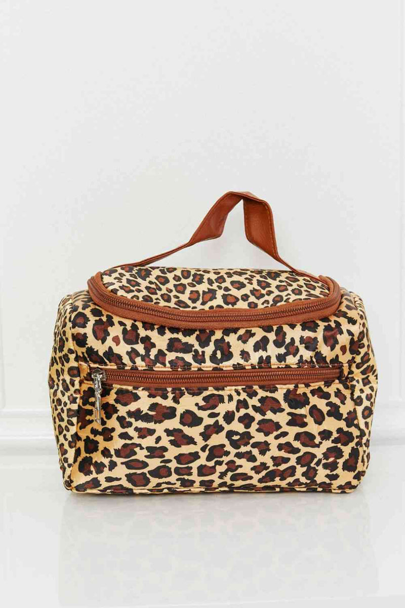 Printed Makeup Bag with Strap Make Up Bag Leopard One Size 