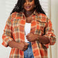 Double Take Plaid Dropped Shoulder Shirt Long Sleeve Shirt Ochre S 