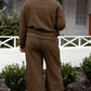 Double Take Full Size Textured Long Sleeve Top and Drawstring Pants Set Activewear Set   