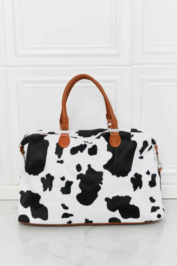 Animal Print Plush Weekender Bag Weekender Bag Cow One Size 