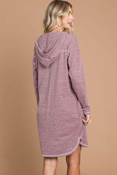 Culture Code Full Size Hooded Long Sleeve Sweater Dress - Three Mad Hatters Mercantile 