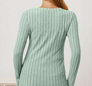 Basic Bae Full Size Ribbed V-Neck Long Sleeve T-Shirt