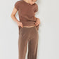 Marina West Swim Rib Pleated Elastic-Waist Wide Leg Pants    
