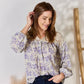 Hailey & Co Full Size Lace Detail Printed Blouse Long Sleeve Blouse   
