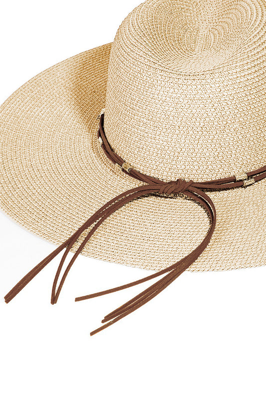 Fame Rope Strap Wide Brim Weave Hat Womens Hats   