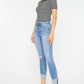 Kancan Distressed Cat's Whiskers Button Fly Jeans Womens Cropped Jeans   
