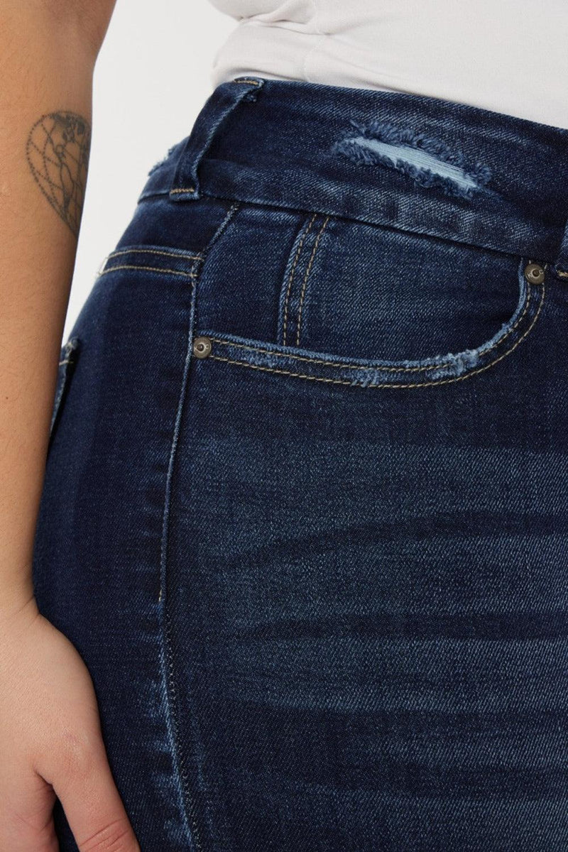 Kancan Full Size Cat's Whiskers Raw Hem High Waist Jeans - Three Mad Hatters Mercantile 