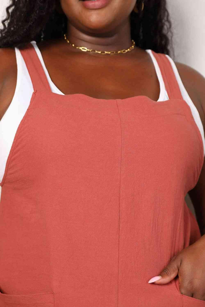 Double Take Wide Leg Overalls with Front Pockets - Three Mad Hatters Mercantile 