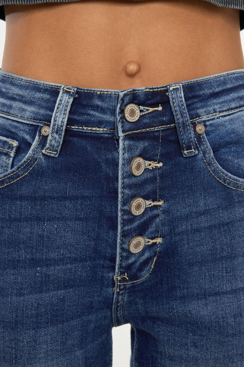Kancan Full Size Cat's Whiskers Button Fly Denim Shorts - Three Mad Hatters Mercantile 