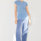 Marina West Swim Rib Pleated Elastic-Waist Wide Leg Pants    
