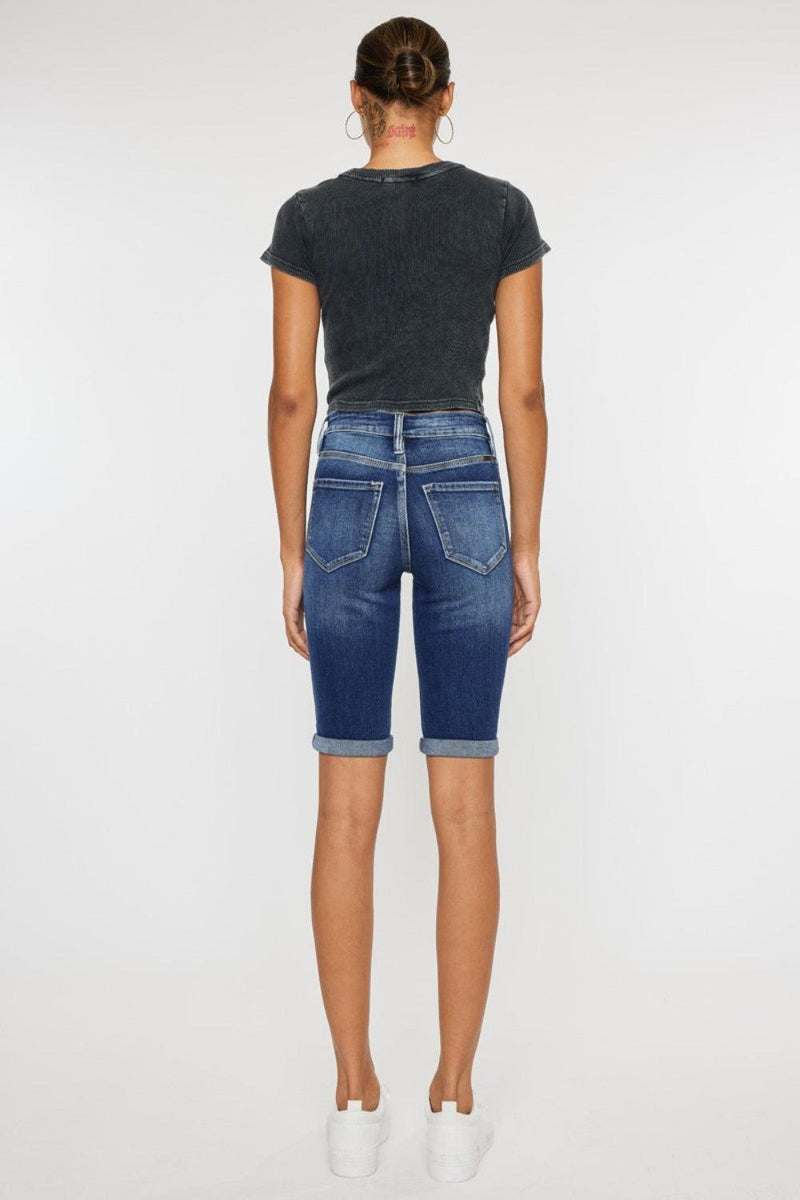 Kancan Full Size Cat's Whiskers Button Fly Denim Shorts - Three Mad Hatters Mercantile 
