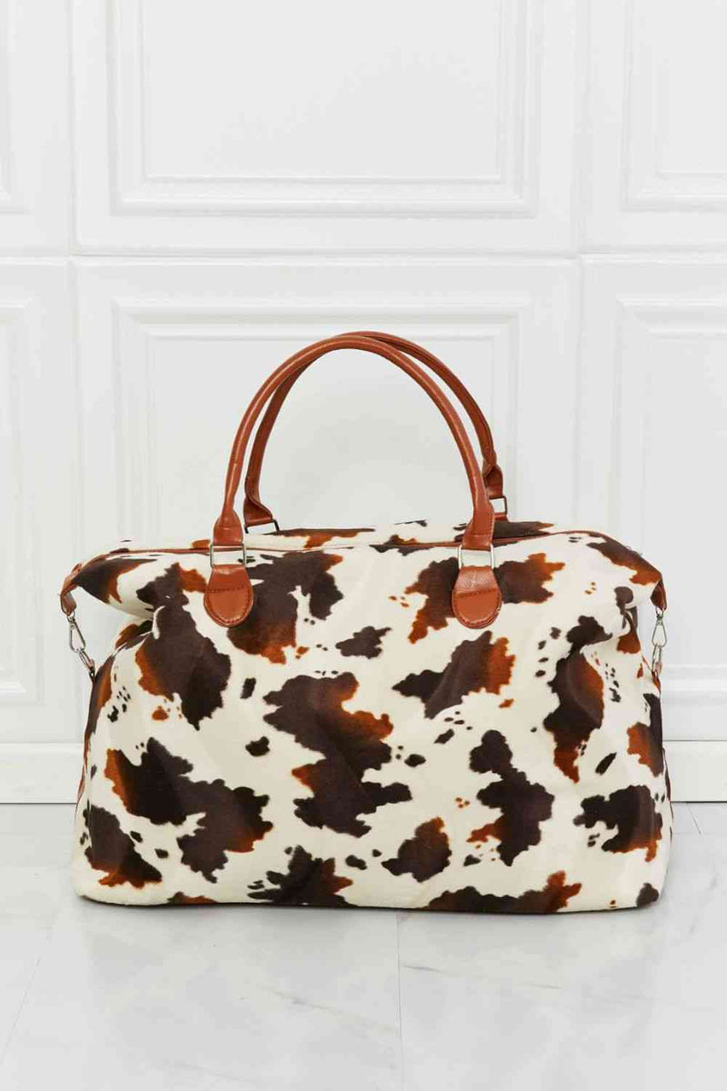 Animal Print Plush Weekender Bag Weekender Bag Brown One Size 