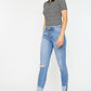 Kancan Distressed Cat's Whiskers Button Fly Jeans Womens Cropped Jeans   