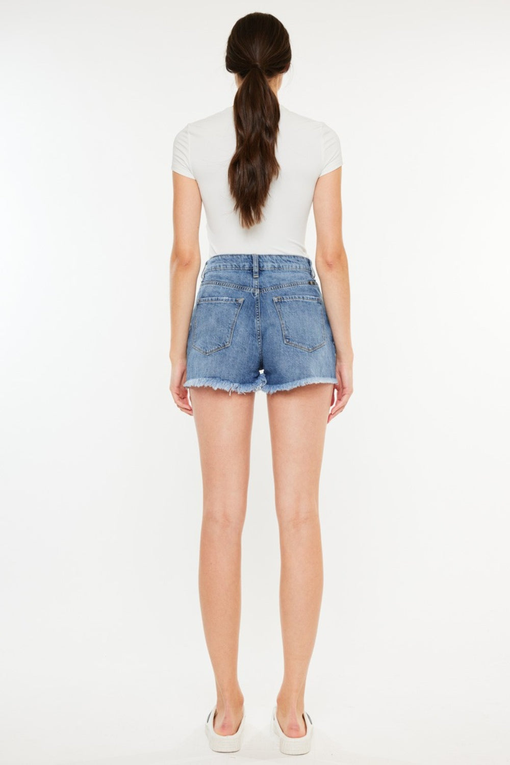 Kancan Distressed Raw Hem High Waist Denim Shorts Womens Denim Shorts   