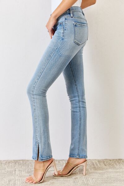 Kancan Mid Rise Y2K Slit Jeans Womens Jeans   