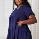 Double Take V-Neck Flounce Sleeve Tiered Dress