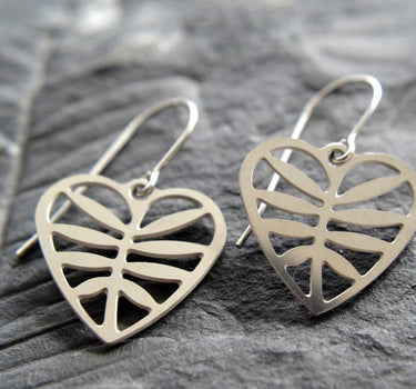 Leafy Heart Earrings in stainless steel