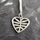 Leafy Heart Pendant in stainless steel on silver chain Necklace   