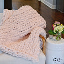 Chunky Knit Blanket in Pink