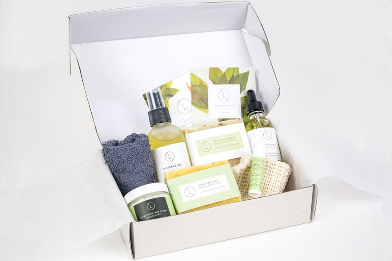 Fresh earthy Natural skincare set, Eucalyptus bath and body, Men Grooming kit/Body oil Mens Grooming Gift Box   