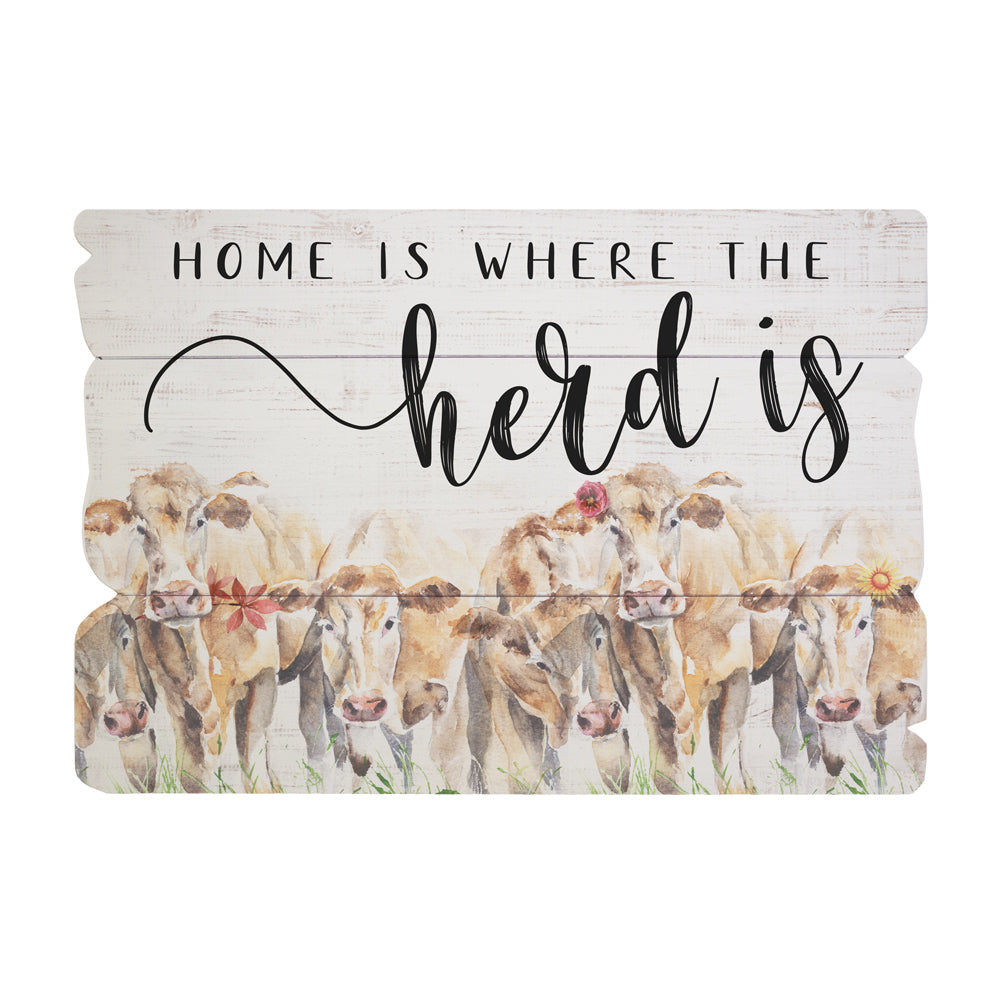 Home Is Where The Herd Is Wood Sign Wooden Wall Art   