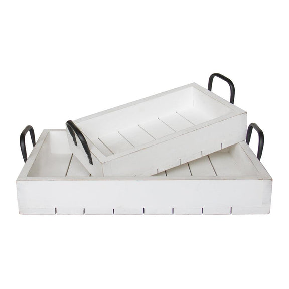 Rustic Tray - White Tray Set - Three Mad Hatters Mercantile 